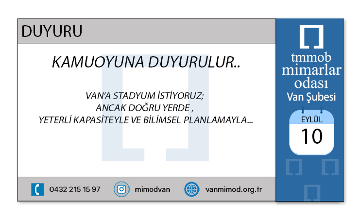 Van’a Stadyum İstiyoruz; Ancak Doğru Yerde, Yeterli Kapasiteyle ve Bilimsel Planlamayla